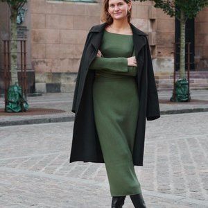 Uniqlo x Mame Kurogouchi 3D Knit Ribbed Long Skirt - Olive